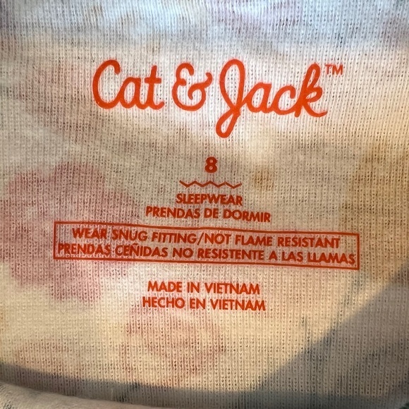 CAT & JACK PAJAMAS  SOFT ELASTIC WAISTBAND SPRING FLOWERS & STRIPES SIZE 8 - Picture 5 of 9